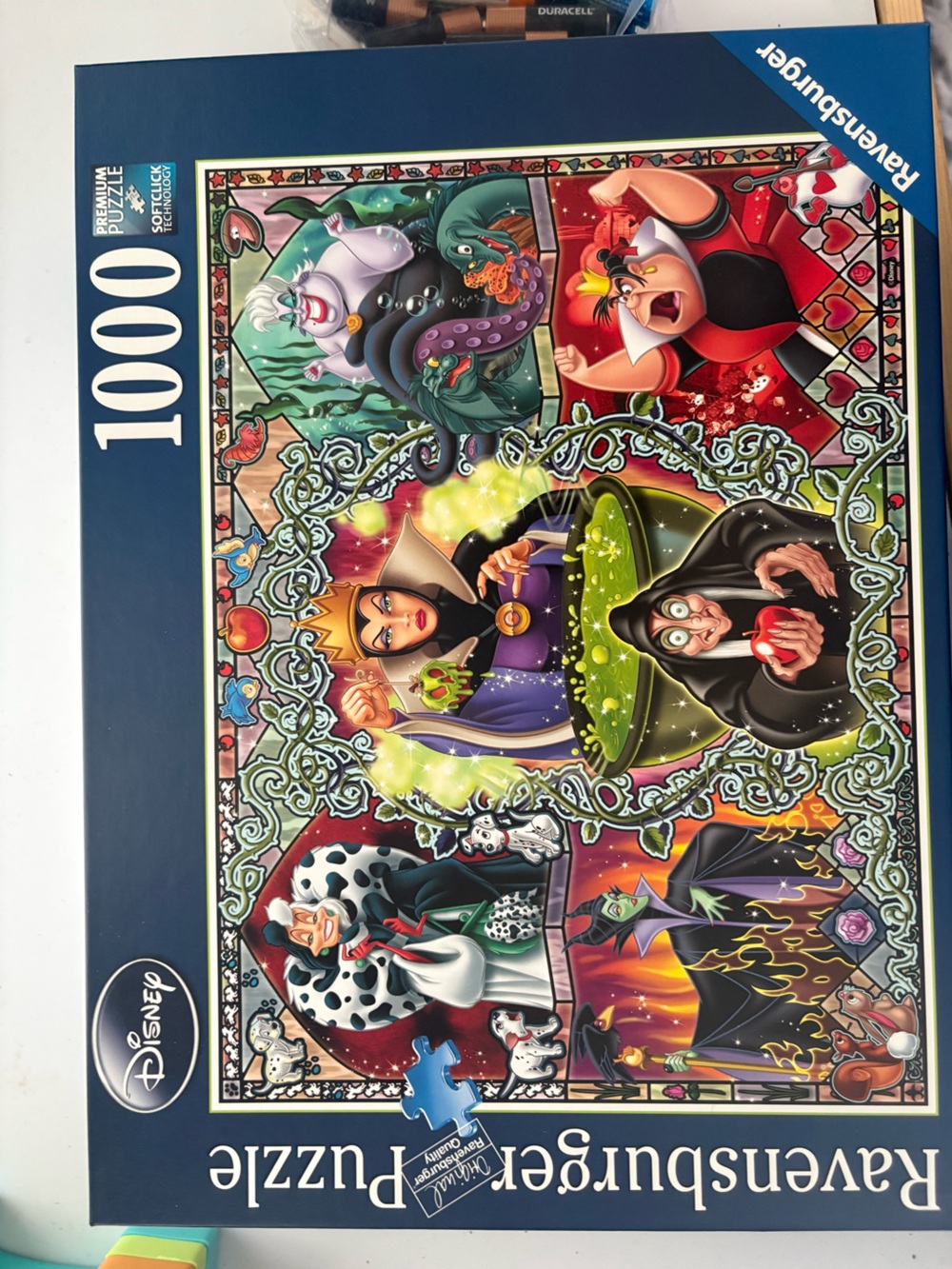Disney Villains Collage Puzzle Artwork in Purple, Green, Red